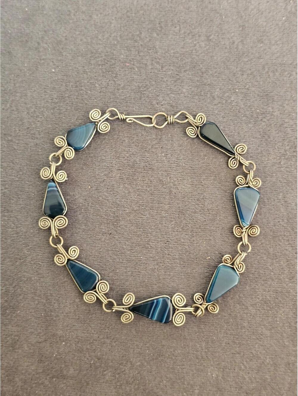Silver And Blue Wirework Bracelet